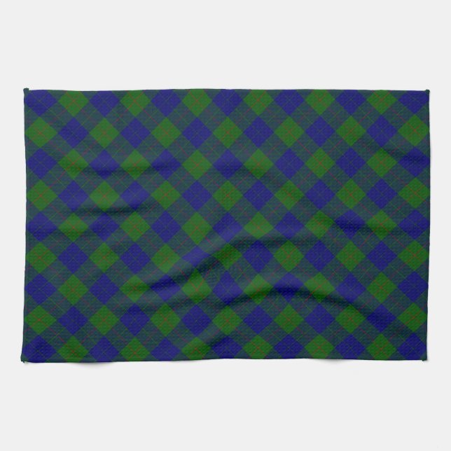 Barclay klan tartan blue grönt plaid kökshandduk (Horisontell)