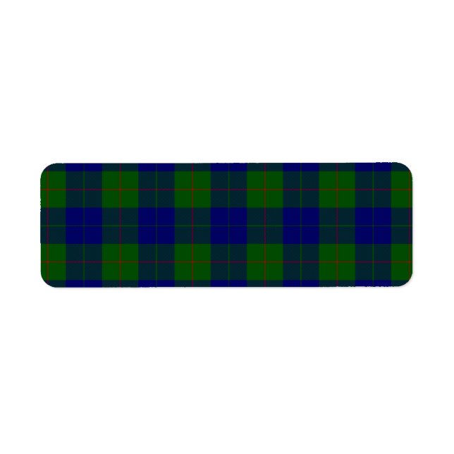 Barclay klan tartan blue grönt plaid returadress etikett (Framsidan)