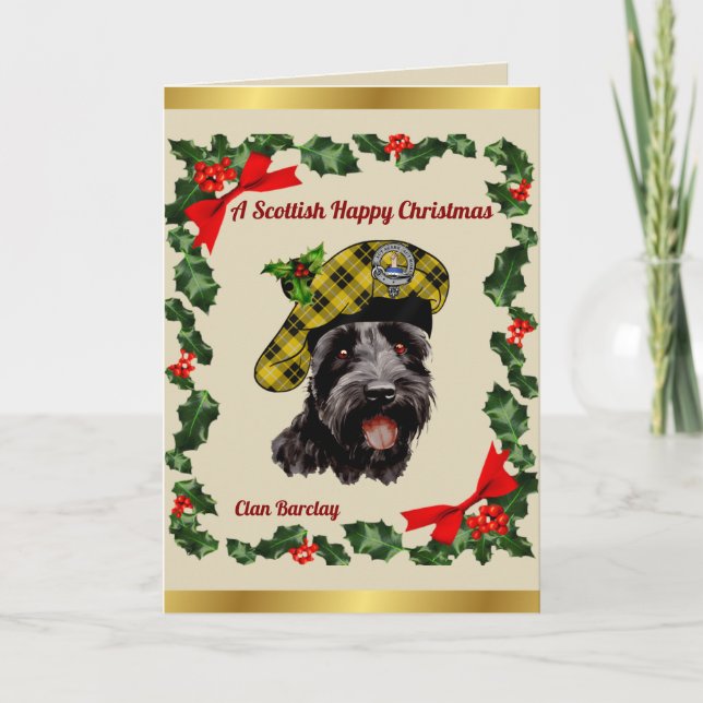 Barclay Scottie Hund Personlig Julafton Kort (Framsida)