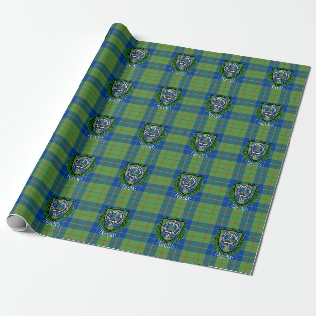 Barclay skotska klan tartan och vapensköld presentpapper (Utrullad)