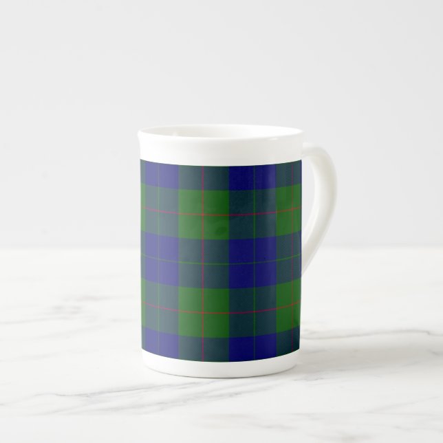 Barclay tartan blå grön karotruta benporslin mugg (Framsida höger)