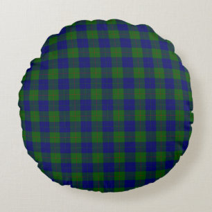 Barclay tartan blå grön karotruta rund kudde