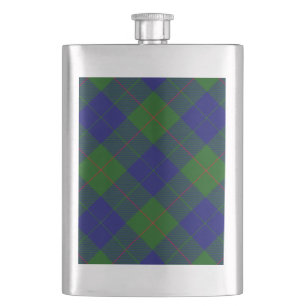 Barclay tartan blå grön rutig fickplunta