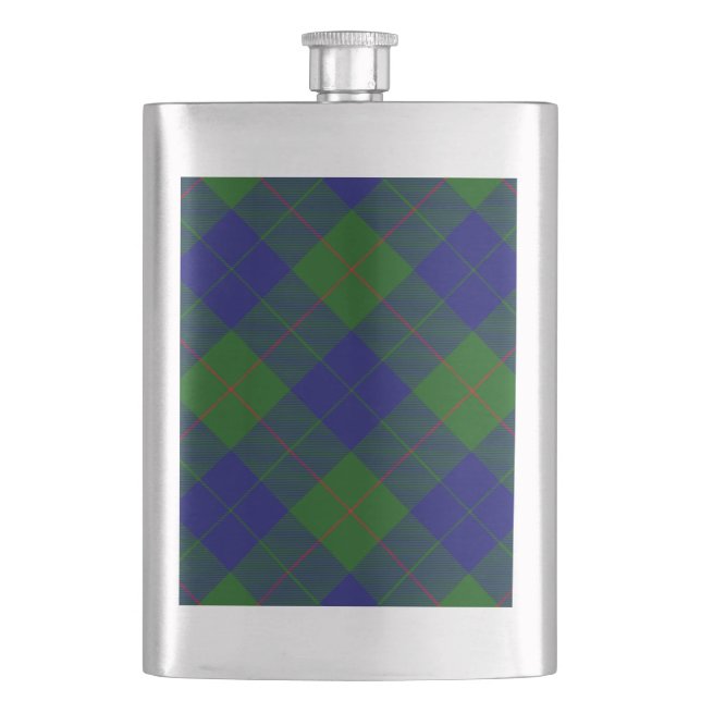 Barclay tartan blå grön rutig fickplunta (Framsidan)
