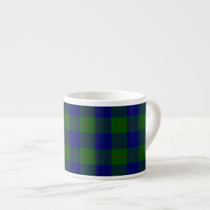 Barclay tartan Blue grönt plaid Espressomugg