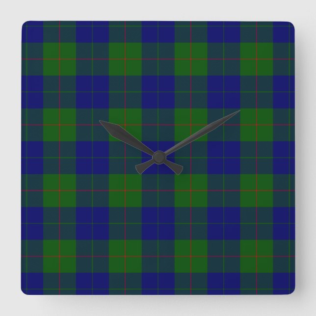Barclay tartan Blue grönt plaid Fyrkantig Klocka (Framsida)