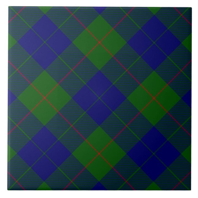 Barclay tartan Blue grönt plaid Kakelplatta (Framsidan)