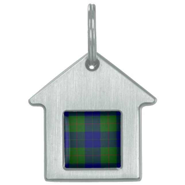 Barclay tartan Blue grönt plaid Namnbricka Husdjur (Framsidan)