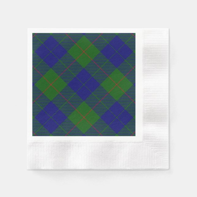 Barclay tartan Blue grönt plaid Pappersservett (Framsidan)