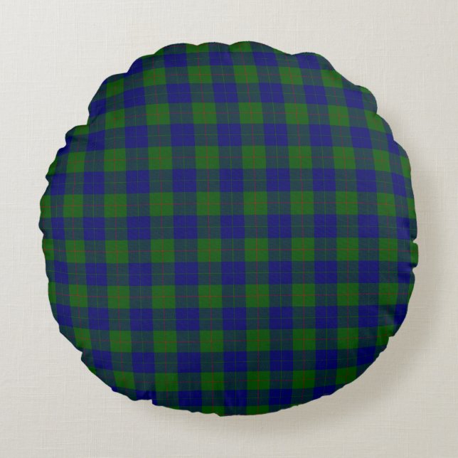 Barclay tartan Blue grönt plaid Rund Kudde (Framsidan)