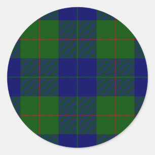 Barclay tartan Blue grönt plaid Runt Klistermärke