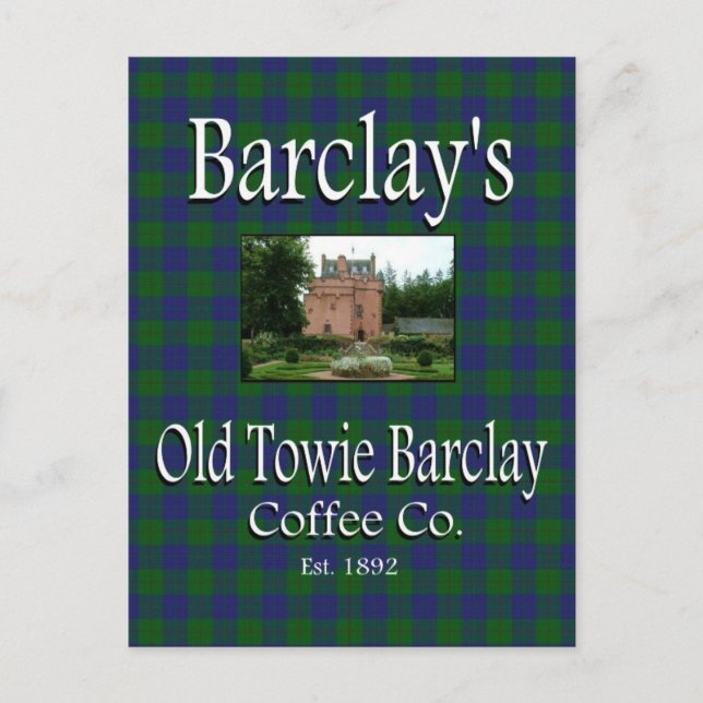 Barclay's Old Towie Barclay Coffee Co. vykort (Framsida)