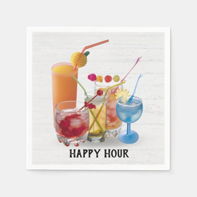 Barcocktails på trä pappersservett (Framsidan)