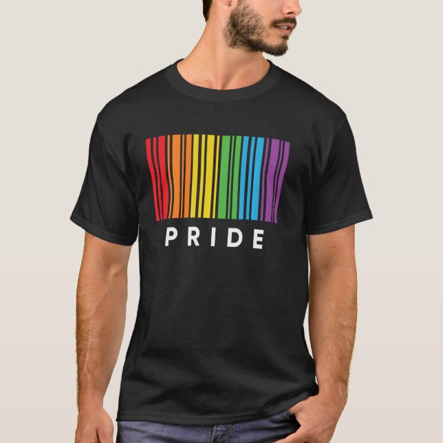 Barcode Bisexual Pride Lgbt Lesbisk Gay Flagga T Shirt (Framsida)