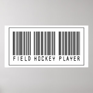 Barcode Fält Hockey Player Poster