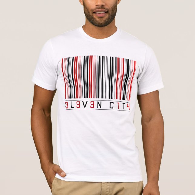 Barcode för elva stad t-shirt (Framsida)