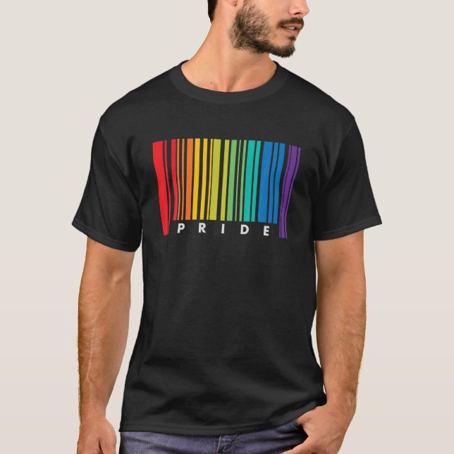 Barcode Gay pride LGBT T Lesbisk Bisexual Flagga G Shirt (Framsida)