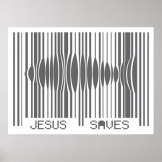 Barcode Jesus Saves Poster