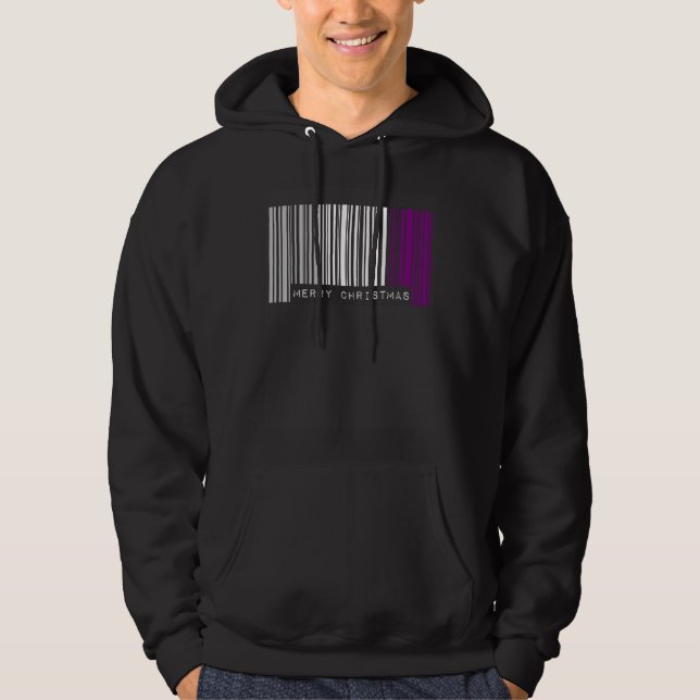 Barcode Merry Christmas Asexual Pride Flag LGBTQ Q Hoodie (Framsida)