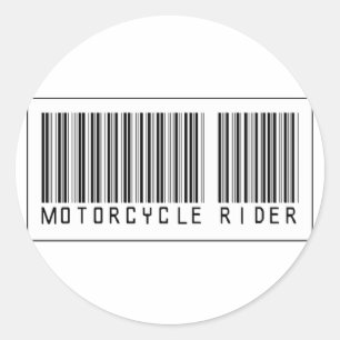 Barcode Motorcycle Rider Runt Klistermärke