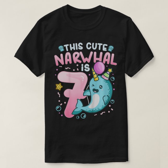 Bard 7:e Birthday Narwhal 7 Födelsedagsfest Theme  T Shirt (Design framsida)