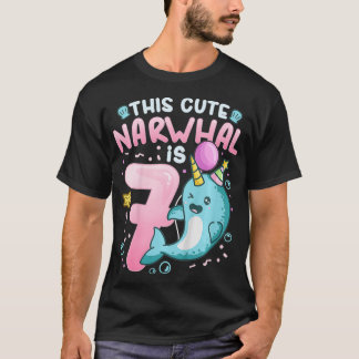 Bard 7:e Birthday Narwhal 7 Födelsedagsfest Theme  T Shirt