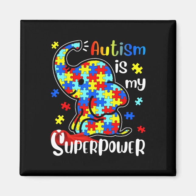 Bard Autism är min supermakt Cute Elephant Autism Magnet (Framsidan)