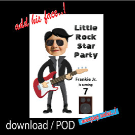 Bard 🎸 🤣 Rockstar Birthday Guitar Funky Roligt Inbjudningar