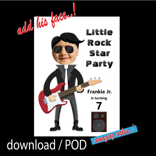 Bard 🎸 🤣 Rockstar Birthday Guitar Funky Roligt Inbjudningar (Skapare uppladdad)