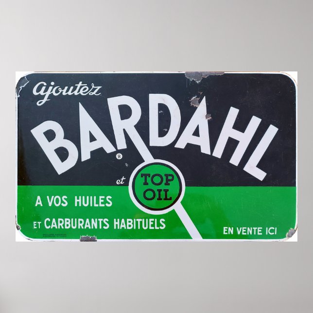 Bardahl Oil, vintage enamel. Poster (Framsidan)