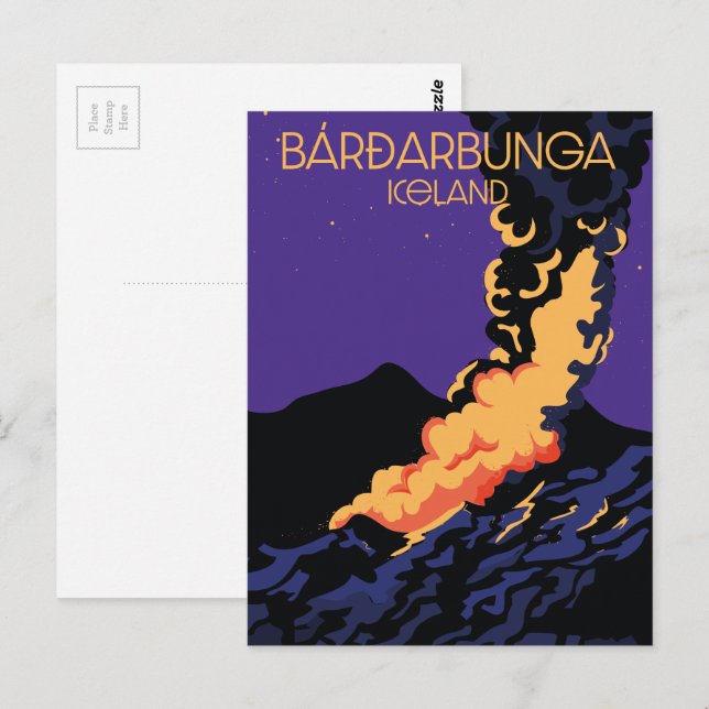 Bárðarbunga, Island resemålderat. Vykort (Fram/baksida)