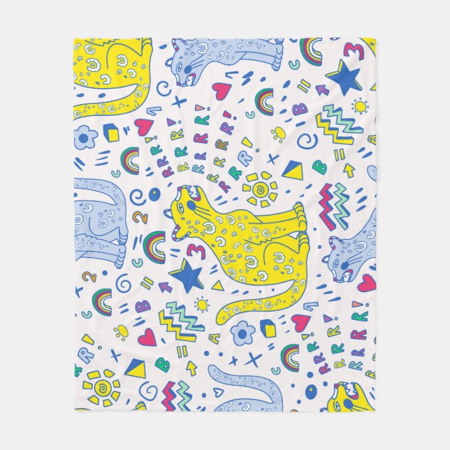 Bardistisk tigerbön och regnbåge Mönster Fleecefilt (Framsidan)