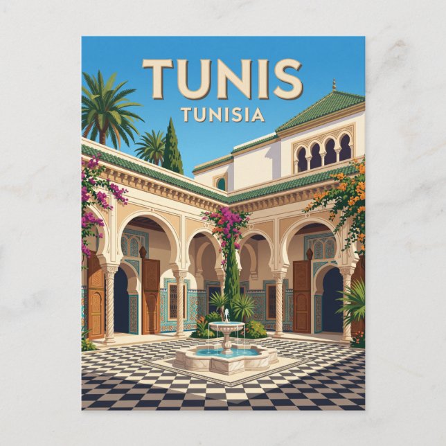 Bardo-palatset Tunisien Vykort (Framsida)