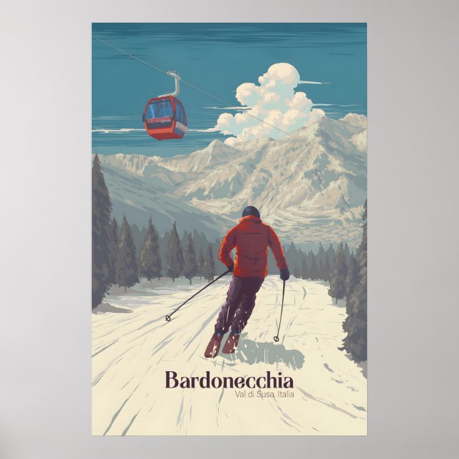 Bardonecchia Italien Skidort Resaaffisch Poster (Framsidan)