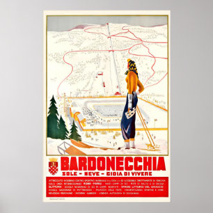 Bardonecchia Turin Italien Skidning Alperna Berg Poster
