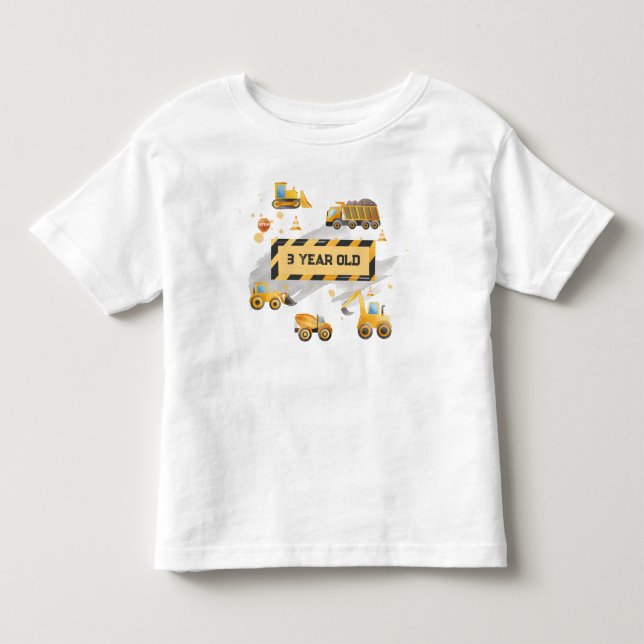 Bardrens Cute Construction Birthday T Shirt (Framsida)