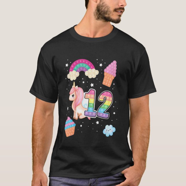 Bards 12:e Magic Poppin Birthday Unicorn Popular 1 T Shirt (Framsida)