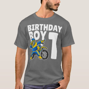 Bards 1:a födelsedagen Dabbing Motocross Bike Boy T Shirt