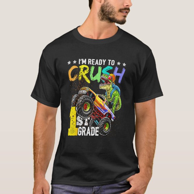 Bards 1:a Klass Dinosaur Monster Lastbil tillbaka  T Shirt (Framsida)