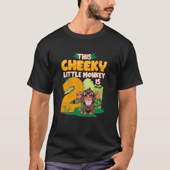 Bards 2:a födelsedag, apa Safari Cheeky Little Mun T Shirt (Framsida)