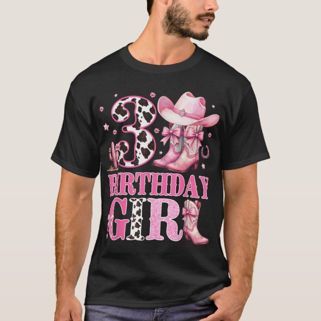 Bards 3Rd Birthday Girl Rodeo Western Cowgirl T Shirt (Framsida)