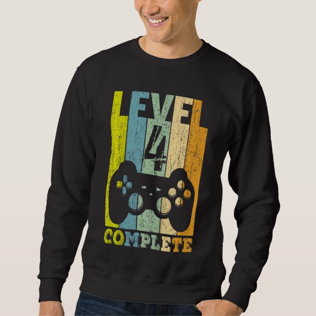 Bards 4e födelsedagen Boy Girl Level 4 Years 2018  Lång Ärmad Tröja (Framsida)