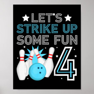 Bards 4e födelsedagen Party Bowling Boy 4-åring Poster
