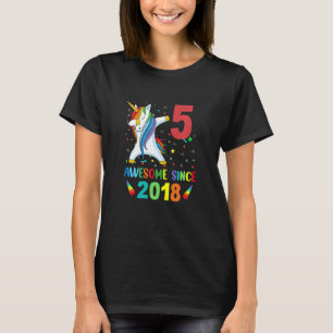 Bards 5-åriga flickor Tonåring dabbing Unicorn 5th T Shirt