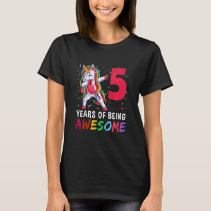 Bards 5-åriga flickor Tonåring dabbing Unicorn 5th T Shirt