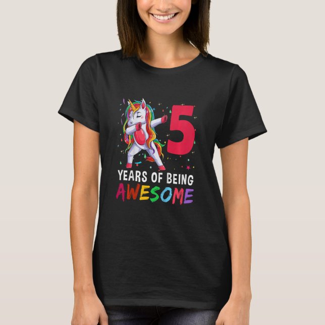Bards 5-åriga flickor Tonåring dabbing Unicorn 5th T Shirt (Framsida)