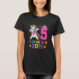 Bards 5-åriga flickor Tonåring dabbing Unicorn 5th T Shirt