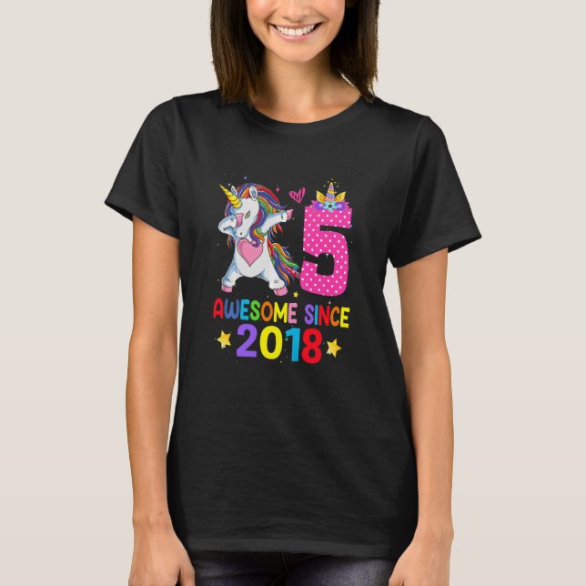 Bards 5-åriga flickor Tonåring dabbing Unicorn 5th T Shirt (Framsida)