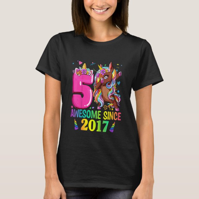 Bards 5-åriga flickor Tonåring dabbing Unicorn 5th T Shirt (Framsida)