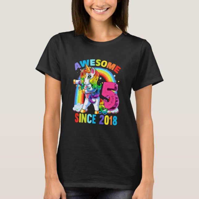 Bards 5-åriga flickor Tonåring dabbing Unicorn 5th T Shirt (Framsida)